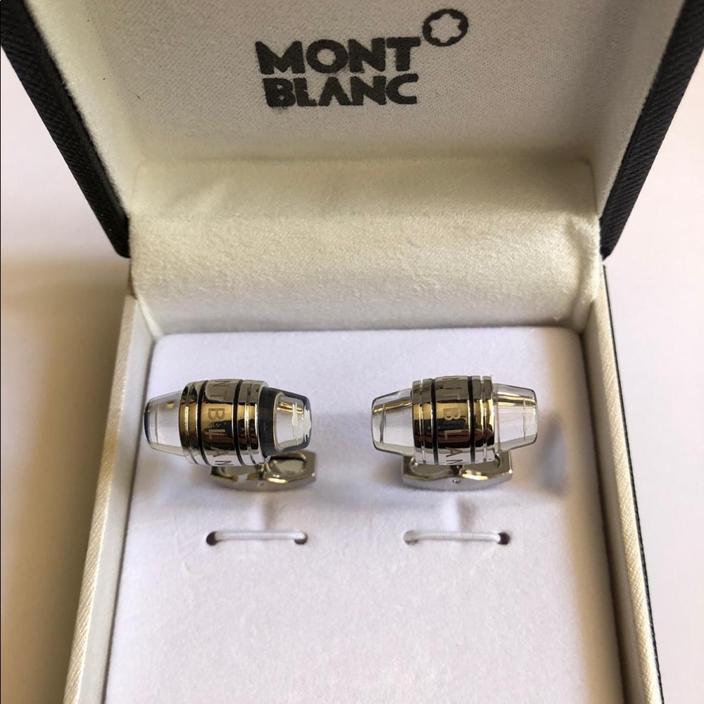New Montblanc Silver Coated / Glass Cufflinks